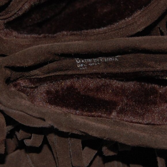 Nine West Genuine Leather Suede Fringe Boots, US 8M, Fur Lined, Chocolate Brown - Picture 8 of 10